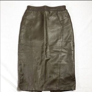 Vintage brown leather pencil skirt like new